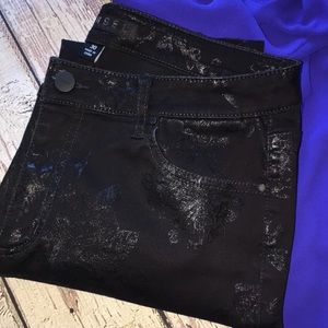 TINSEL Black on Black Floral Stretchy Skinny Pants